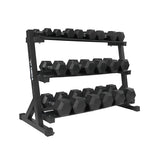 Mega Fitness - Rubber Hex Dumbbells Set 5-50lbs with Stand